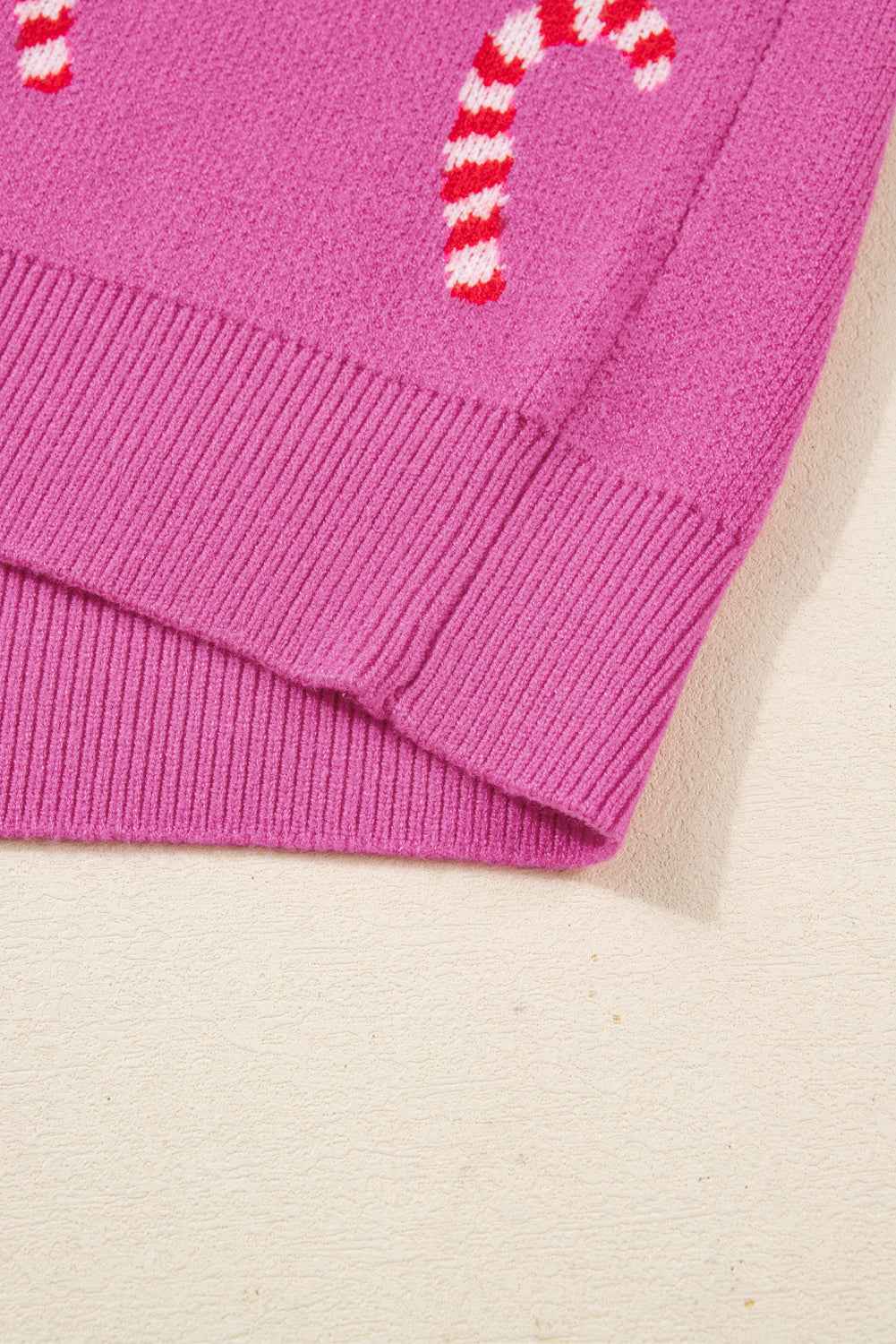 Sachet Pink Christmas Candy Cane Drop Shoulder Sweater faf75685ad160fc0