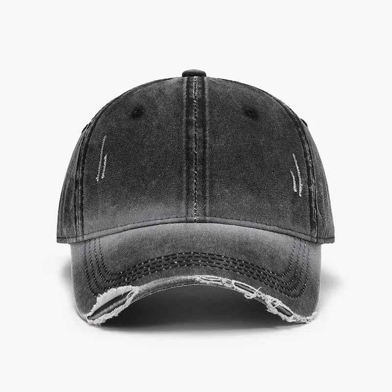 Distressed Washed Adjustable Baseball Cap Dark Gray One Size fb1feda9-252a-4081-b438-96d944977f67-Max