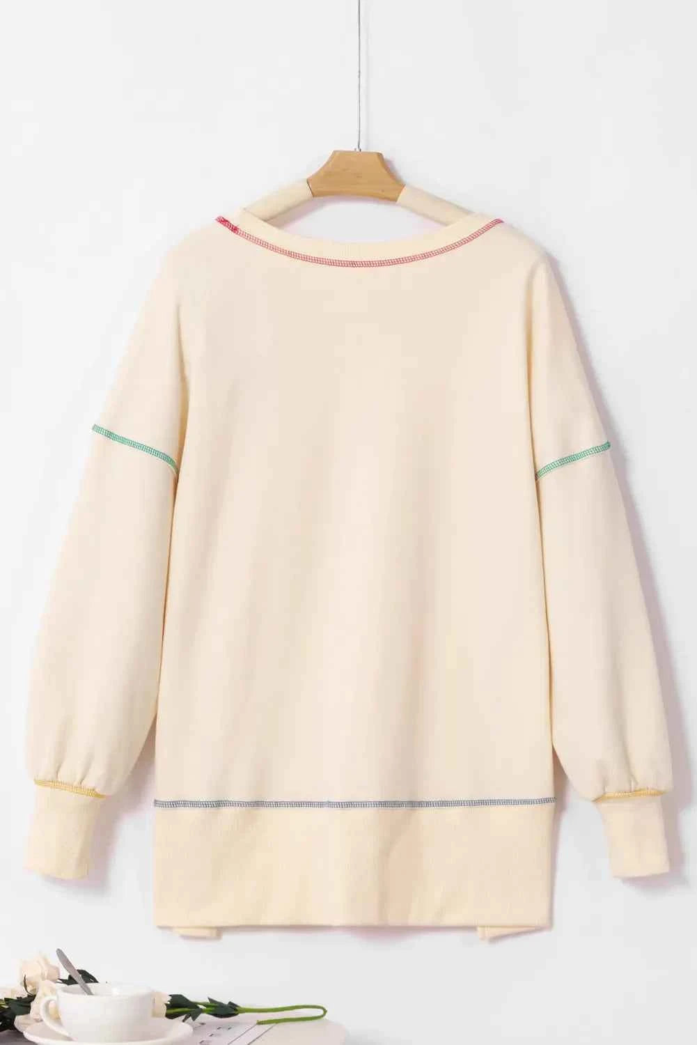 Contrast Stitching Sequin Pumpkin Round Neck Long Sleeve Sweatshirt fb5074a7-d0db-4caa-b6bc-ab54976d9762-Max