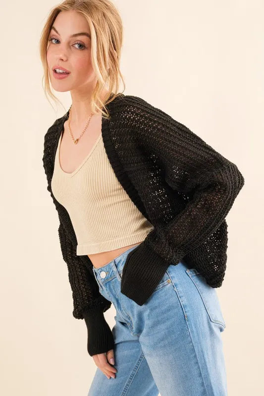 And The Why Fishnet Knitting Bolero Cardigan BLACK fb6444d42be84dbfa8bbce53d321421e-Max-Origin