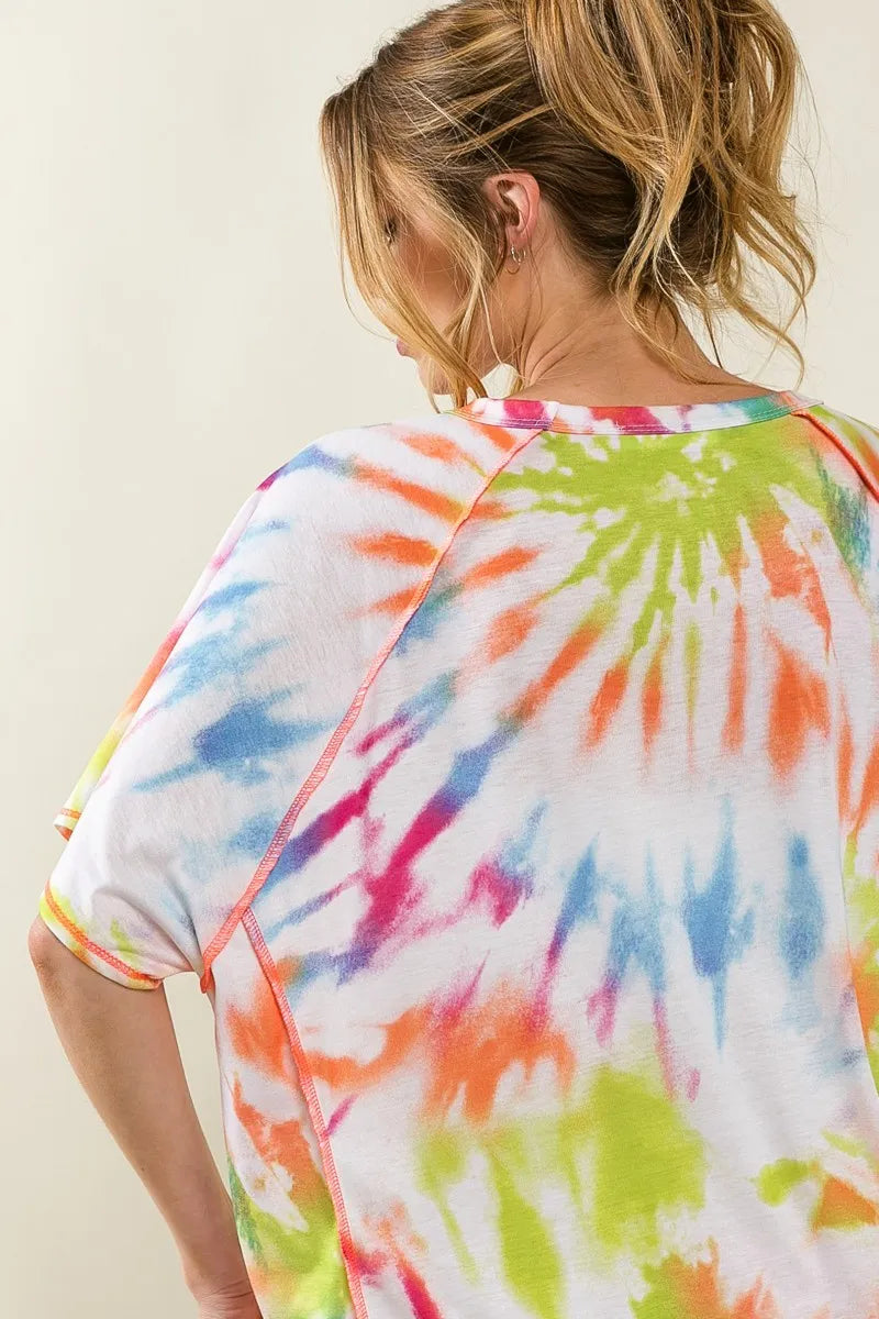 BiBi Tie Dye Print Jersey Stitched Uneven Hem Top fb74b319cad34086a6c8e7850d9647d5-Max-Origin