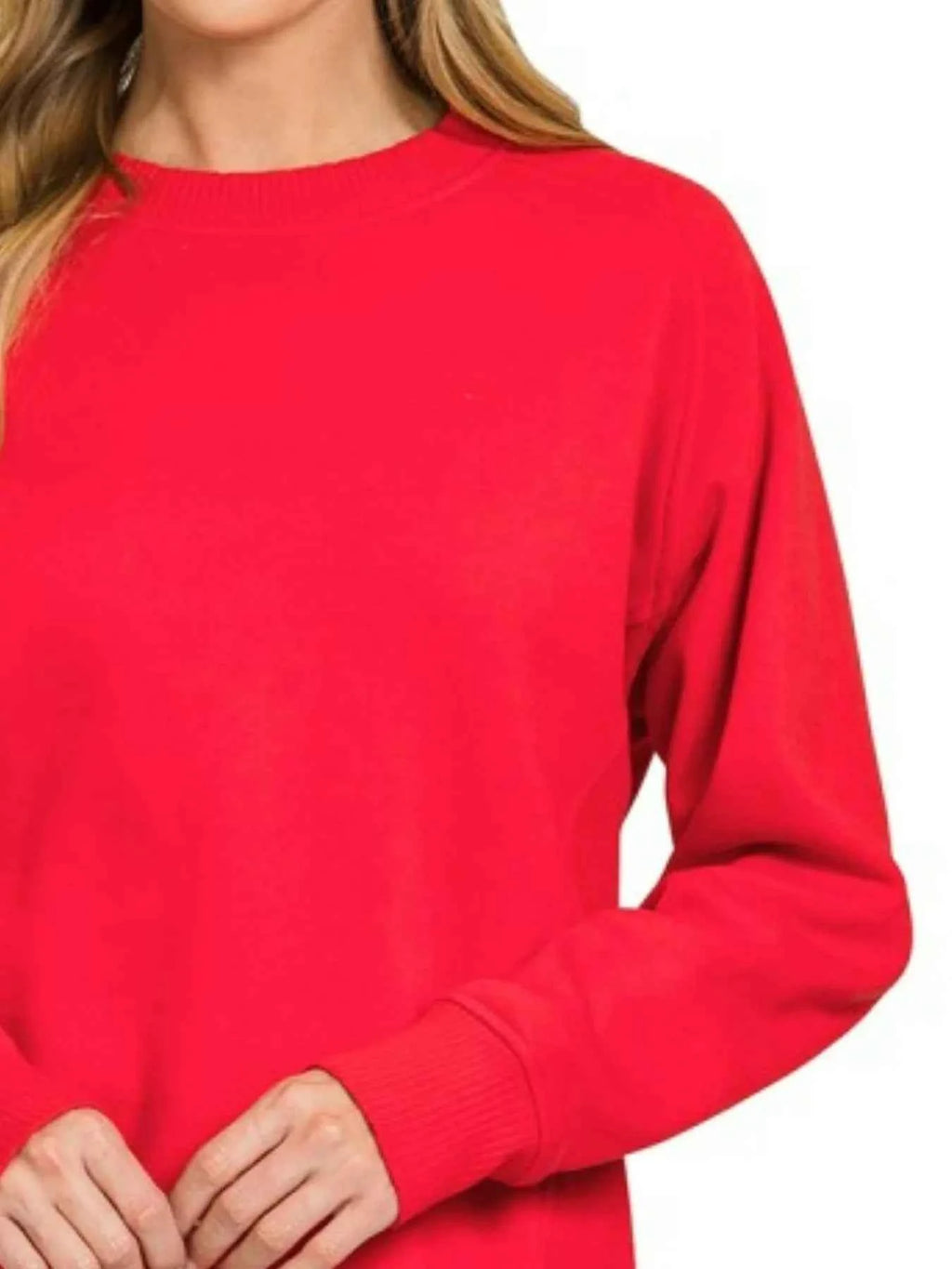 Zenana Fleece Round Neck Ribbed Side Raglan Sweatshirt fb8d9517-b22d-4003-9557-6f8b5f5559fb-Max-Origin