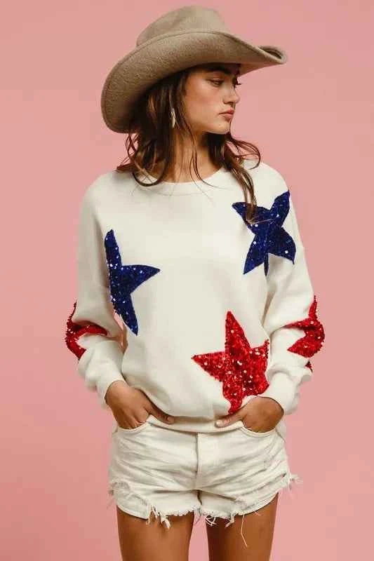 BiBi Velvet Sequin Star Patches Sweater Top fb8f77544f0a48ed9b9b6a355b70ceec-Max-Origin