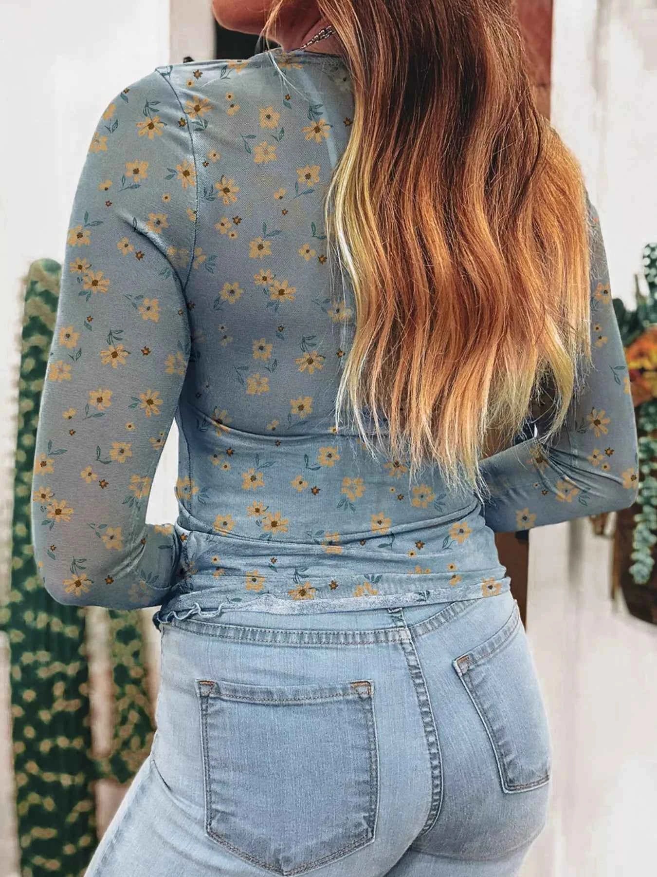 Floral Print Long Sleeve Mesh Blouse fba7f618-7cd8-4d13-8ad6-4b2ef8871f5c-Max-Origin