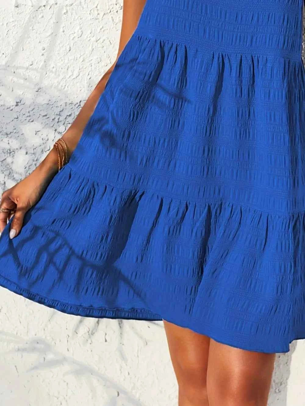 Textured Tied Single Shoulder Mini Dress fbfac1cc-299f-4415-a77c-1746b314bfaf-Max