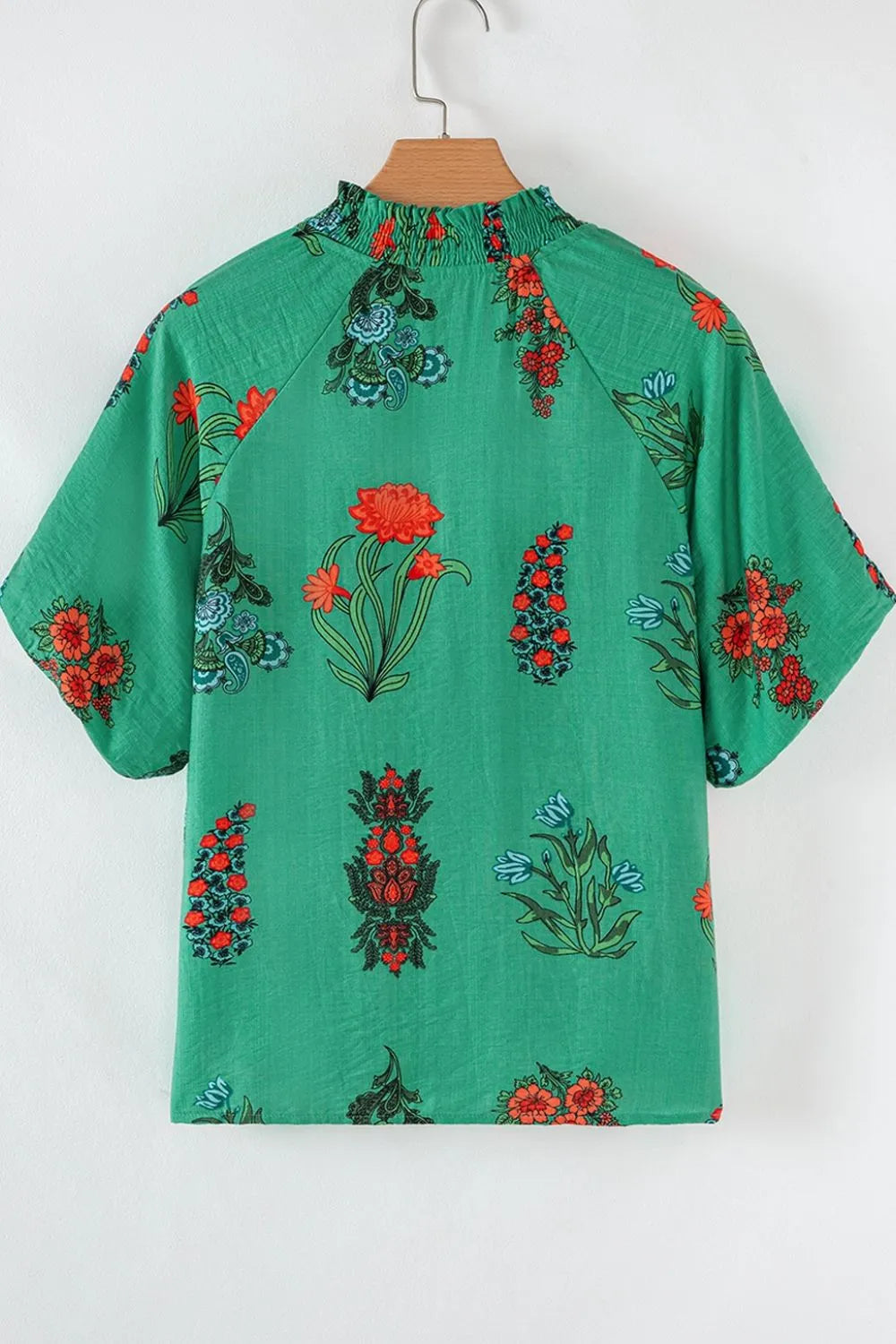 Floral Print Notched Short Sleeve Blouse fc012b2a-42e4-4374-84af-8cf7be30ae34-Max-Origin