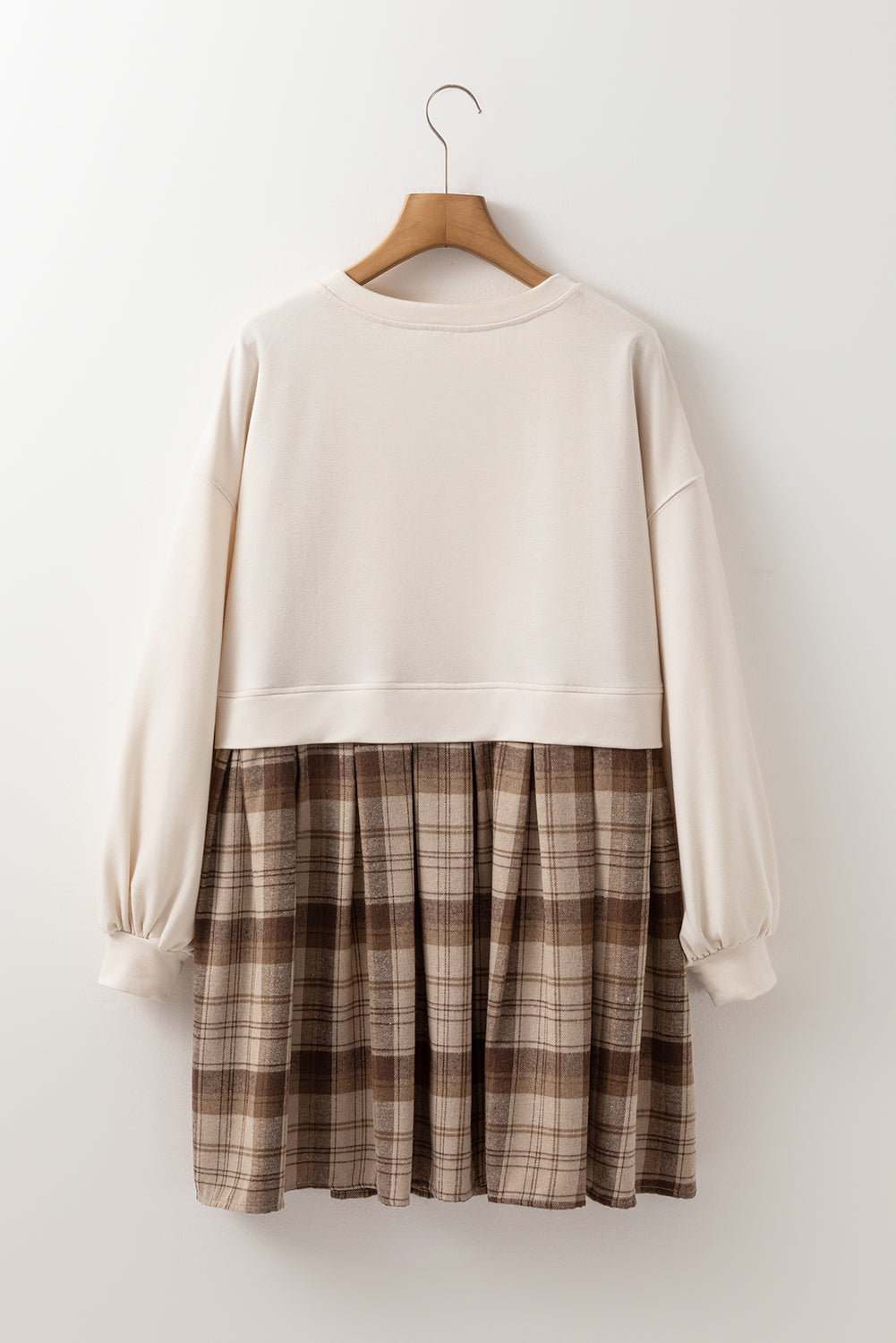 Black Plaid Patchwork High Waist Sweatshirt Mini Dress fc042e10cd9ce9ab