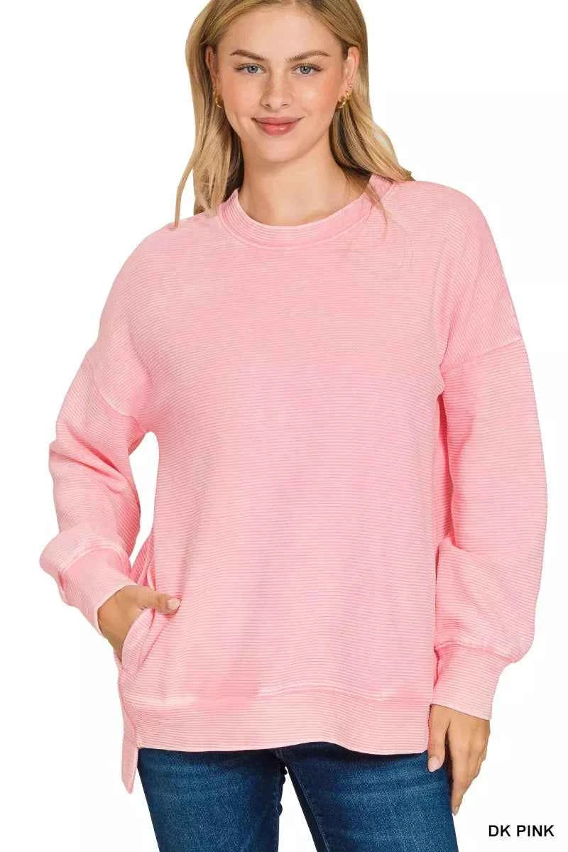 Zenana Full Size Acid Washed Double Ribbed Hi-low Sweatshirt Plus Size DK PINK fc0e7da13fad468fb3e80ebebc05007e-Max-Origin