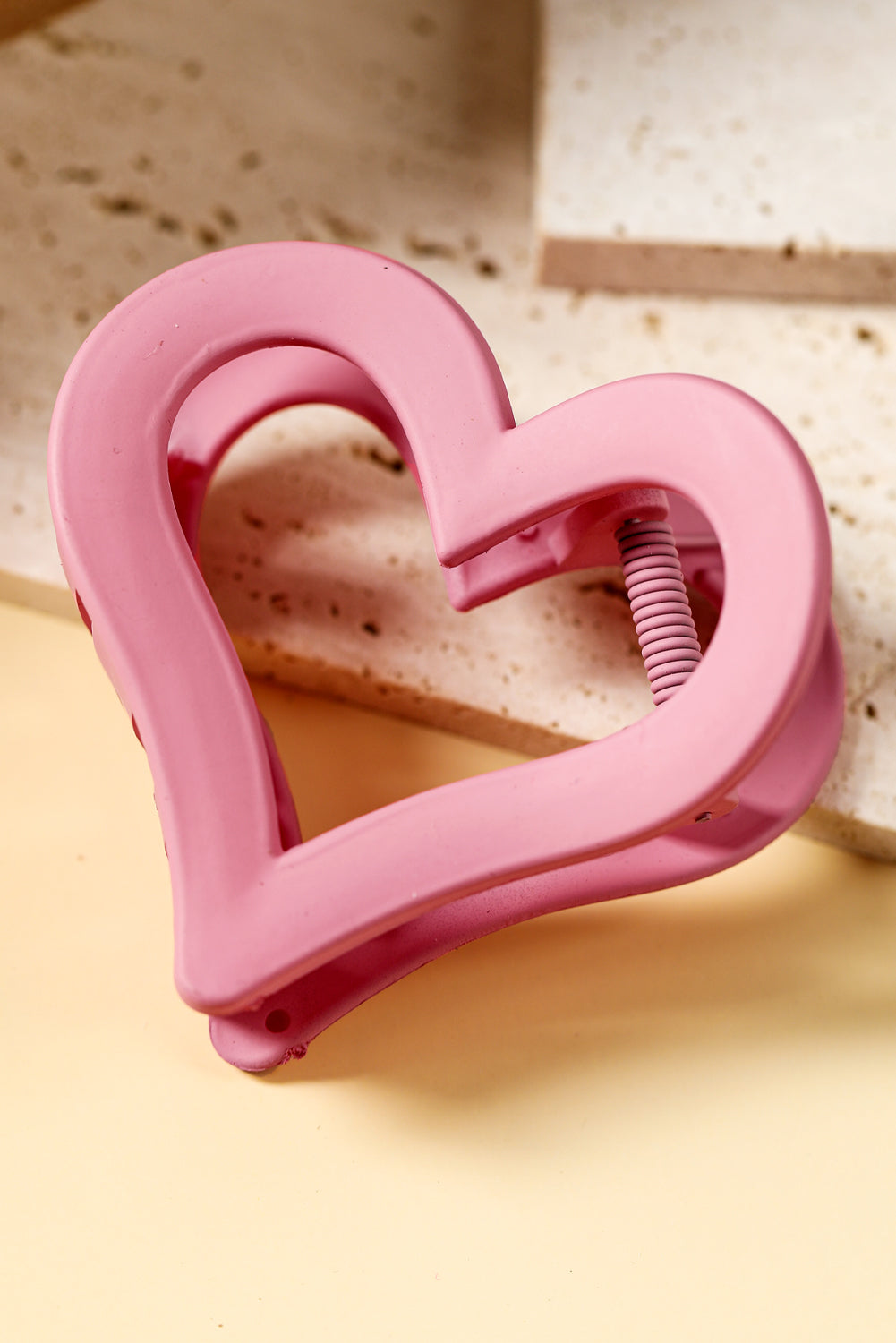 Light Pink Simple Frosted Heart Shaped Hair Claw Clip fc3c2036f4198e6f