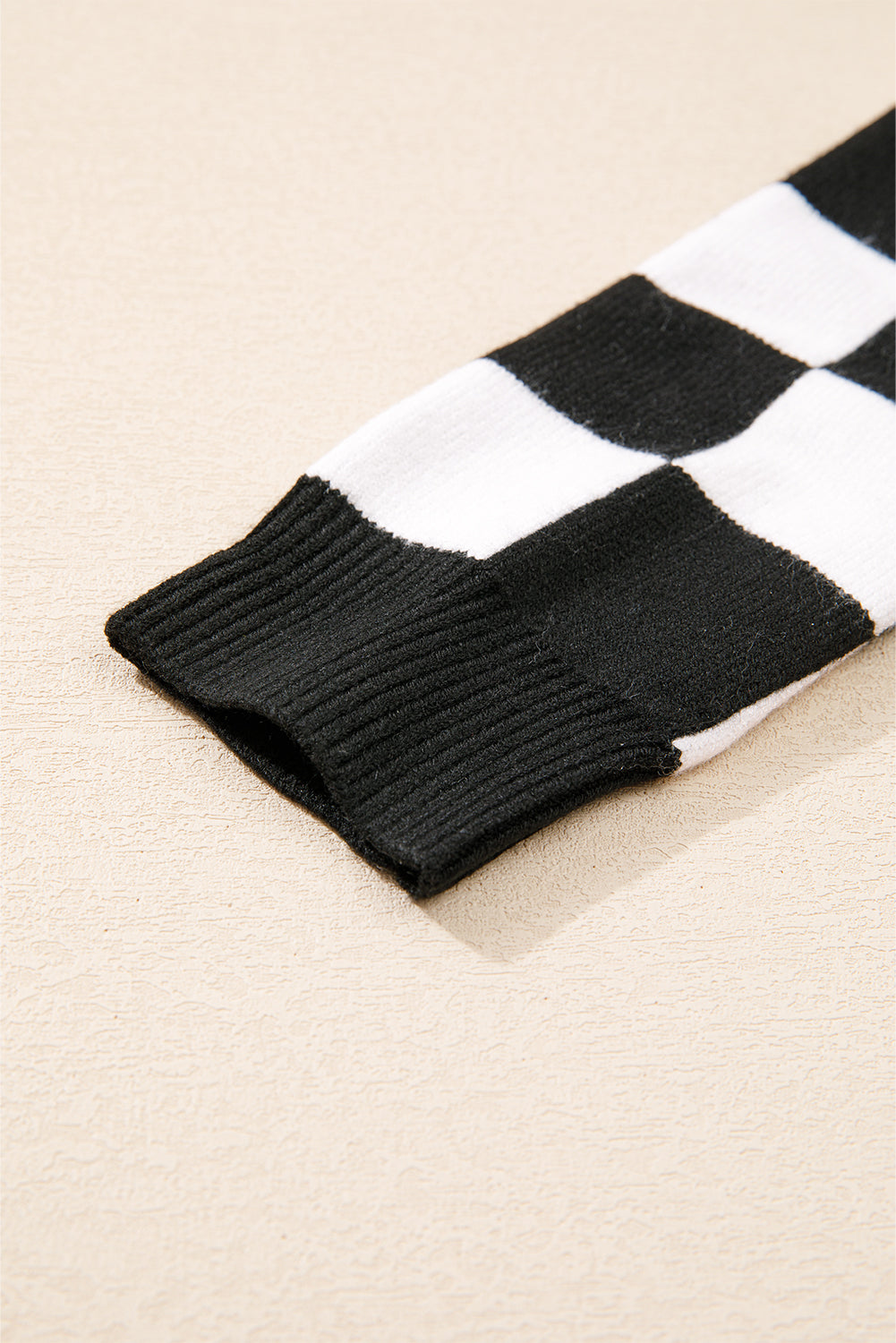 Black Checkered Drop Shoulder Round Neck Sweater fc44d28375e7d87d