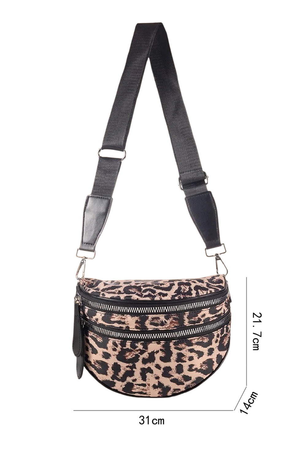 White Camouflage Print Double Zipper Crossbody Bag Coffee ONE SIZE 95%PU+5%Alloy fc5ead971bf094e8