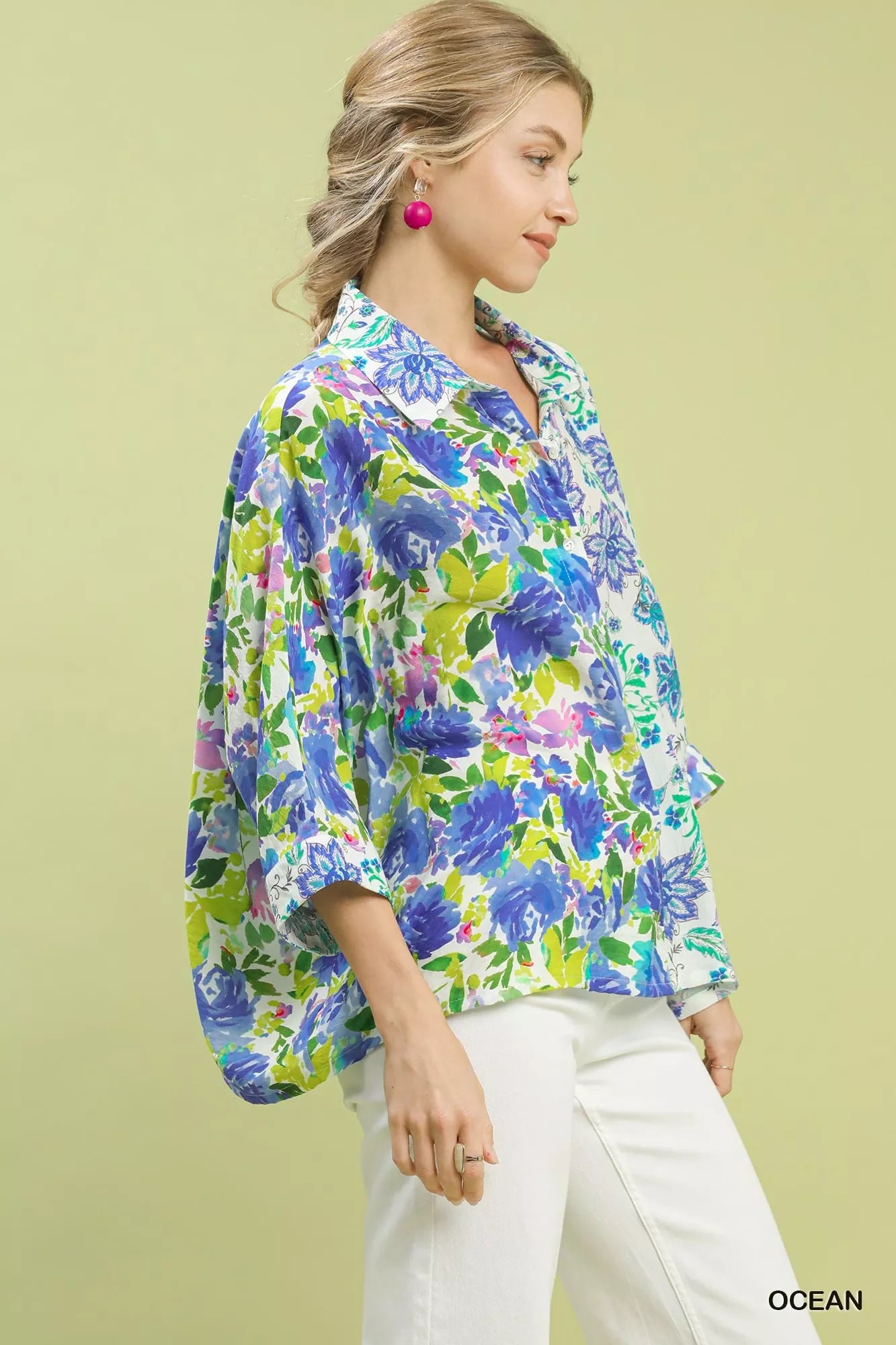 Umgee Mixed Floral Oversized Button Down Shirt fc7cdc61-9db8-41b2-9fdc-193a84193142-Max-Origin