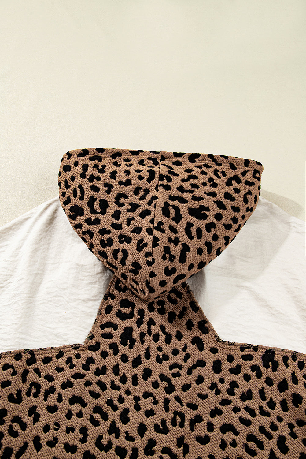 Brown Leopard Star Hooded Patchwork Contrast Piping Open Front Jacket fca383a8b8baa058