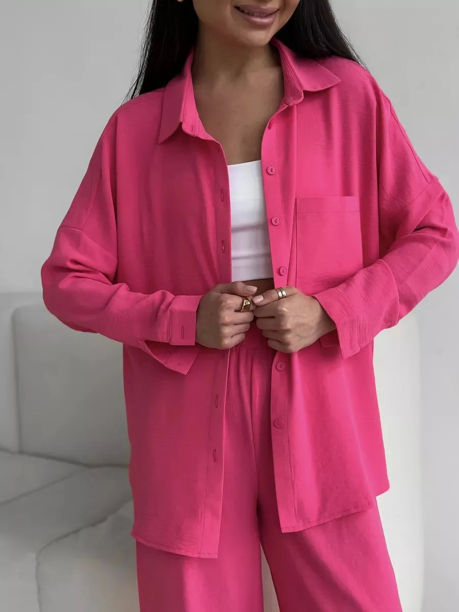 Button Up Long Sleeve Shirt and Pants Set Rose Red fcdcbb91-8245-491a-b6b8-1274035ffaa8-Max-Origin
