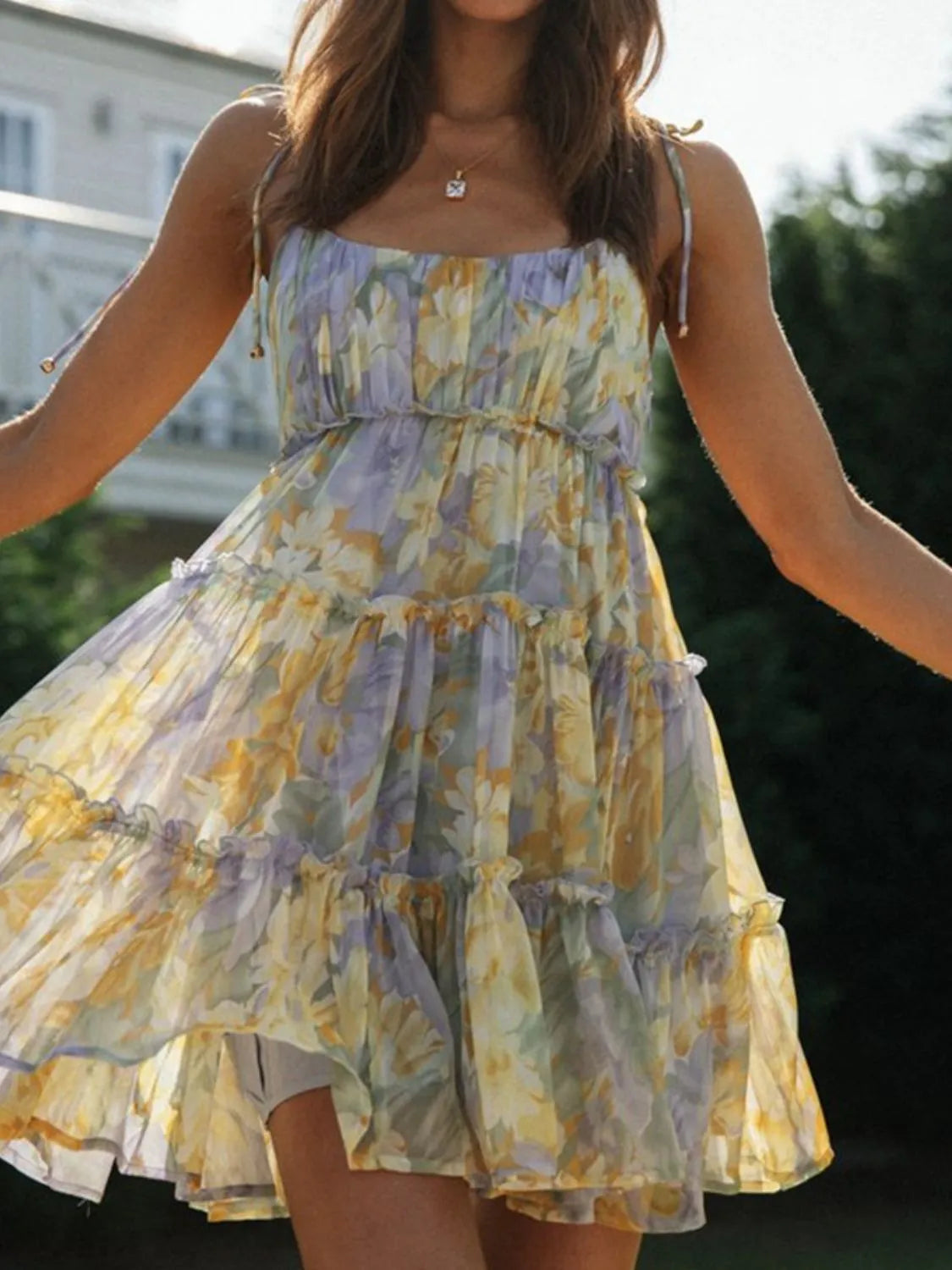 Frill Printed Square Neck Mini Cami Dress fcec1f83-d036-468f-a8a0-75a7e89287a5-Max-Origin