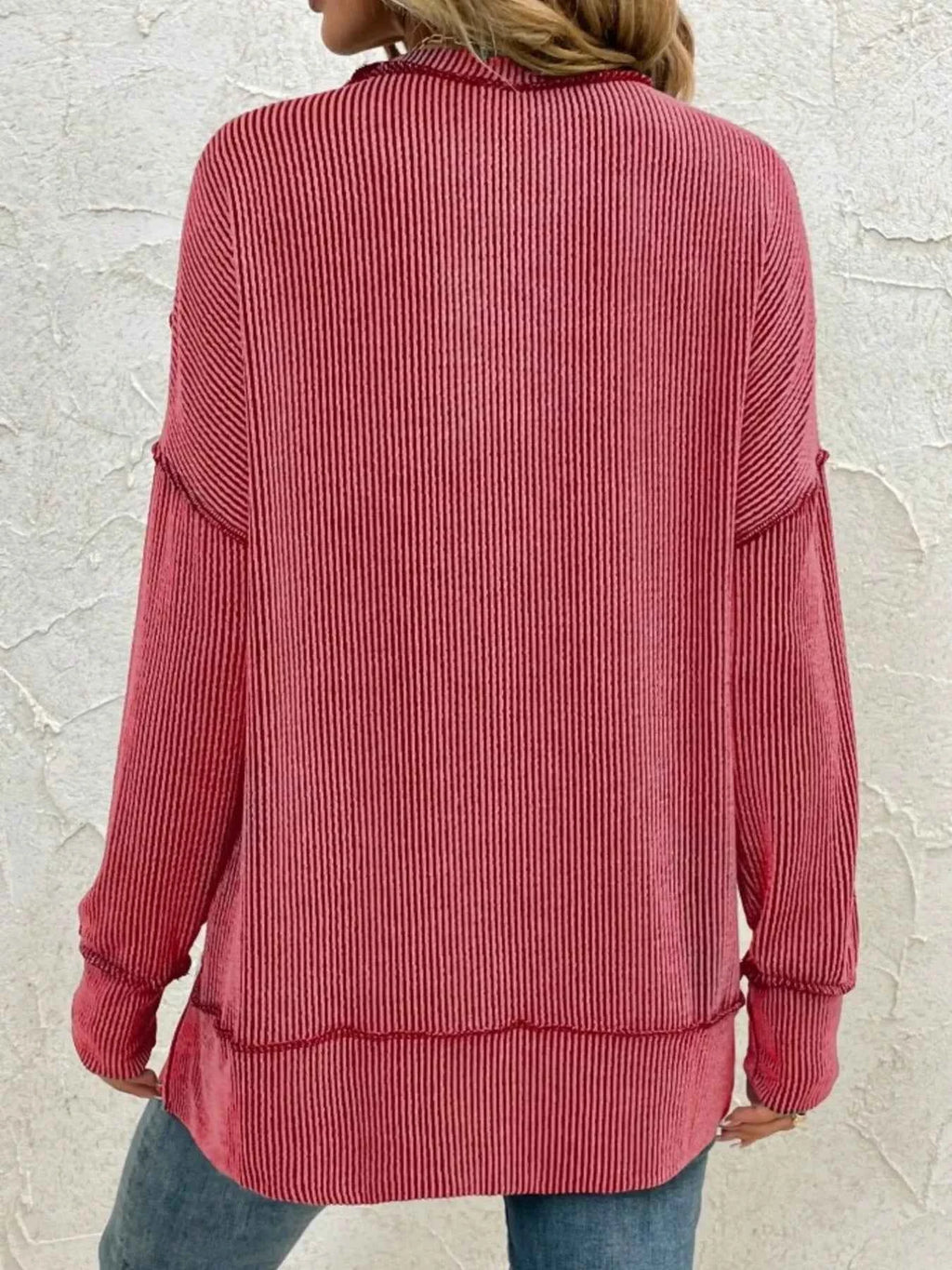 Side Slit Round Neck Dropped Shoulder Sweatshirt fd1d9f06a0d24a16a6c7b072439ec880-Max-Origin