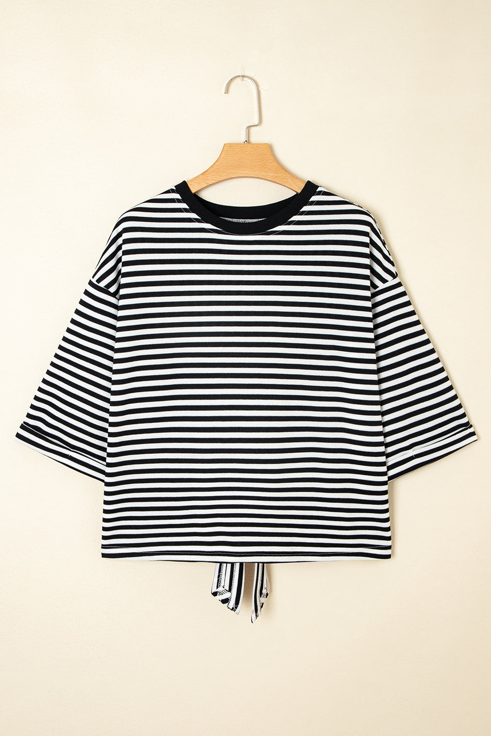 Red Striped Bowknot Backless T-Shirt fd3af82a23112397
