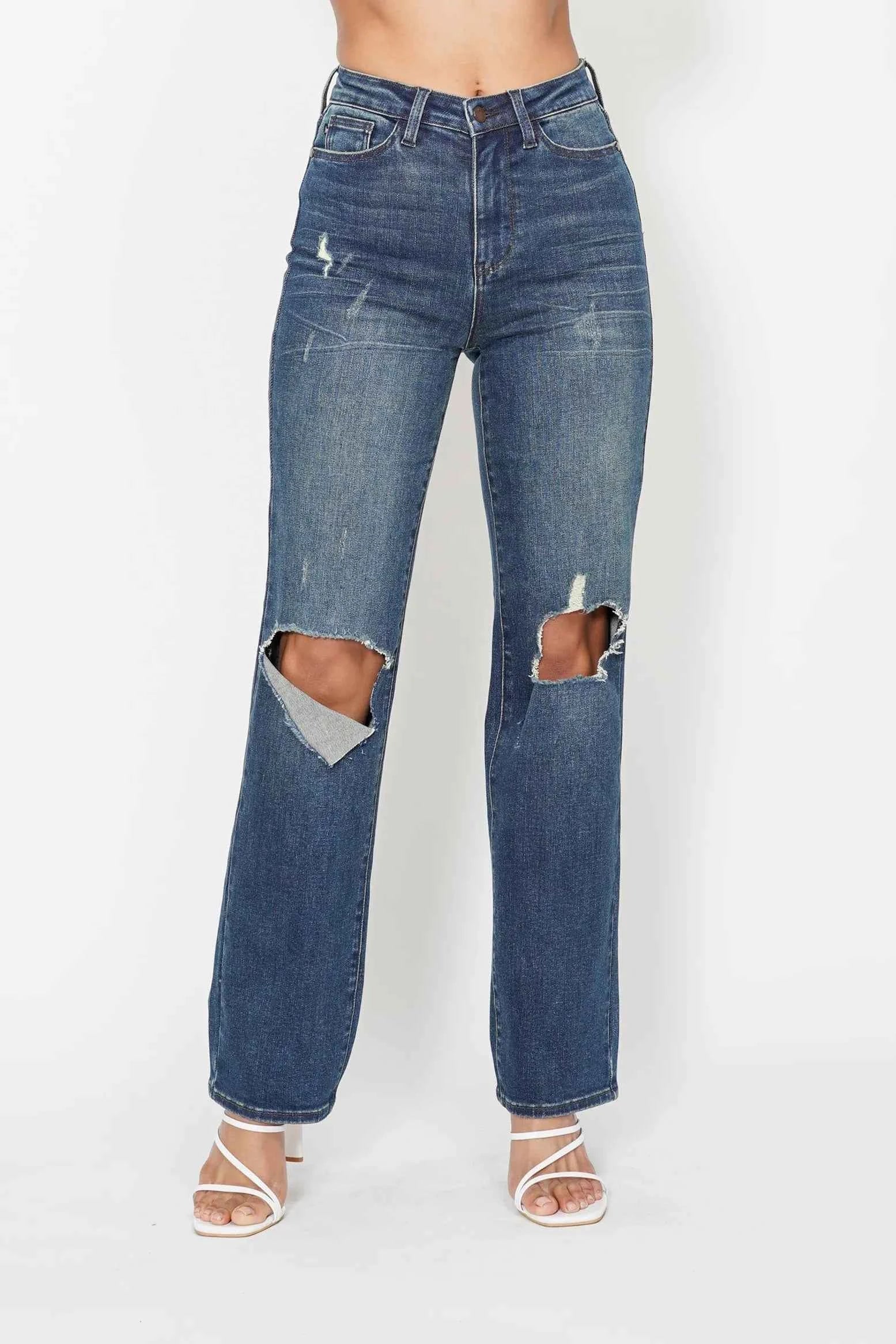 Judy Blue Full Size Hw Ripped Knee Dad Jeans Plus Size DK fd95ecb2b0a94e62b93b1a9b9299eec9-Max-Origin