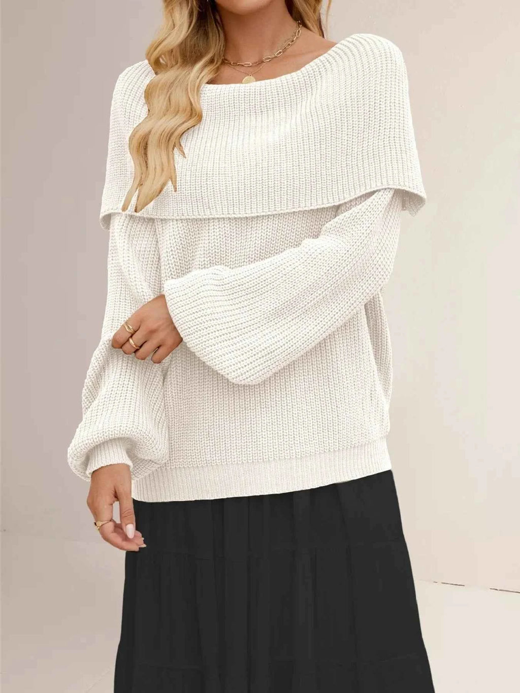 Fold-Over Collar Long Sleeve Sweater fdc86e70-2f00-4ab5-8340-c1463cb3906c-Max-Origin