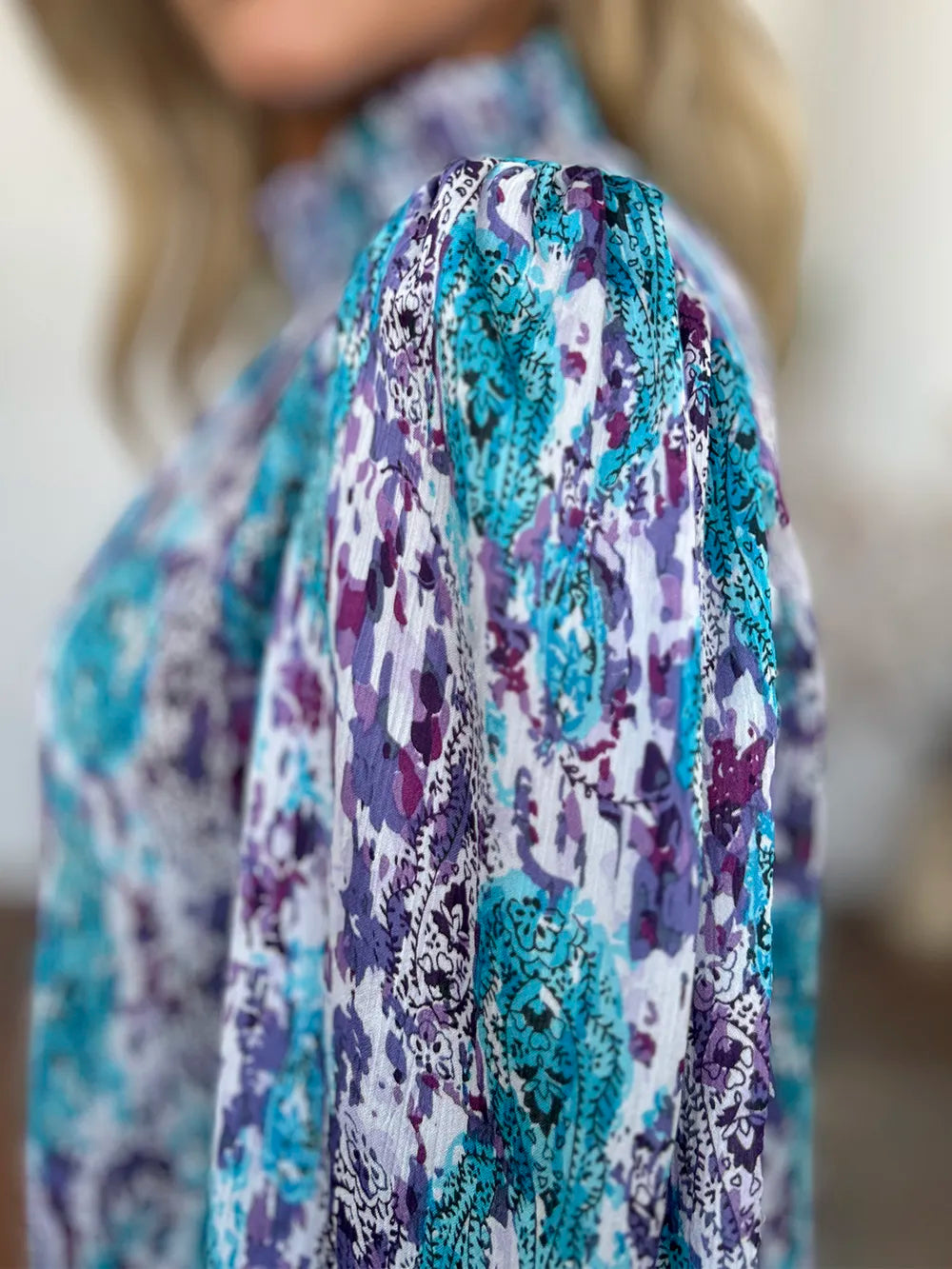 Double Take Full Size Printed Smocked Long Sleeve Blouse fe0cd8d3-e070-4f96-af40-3fb3560abdde-Max