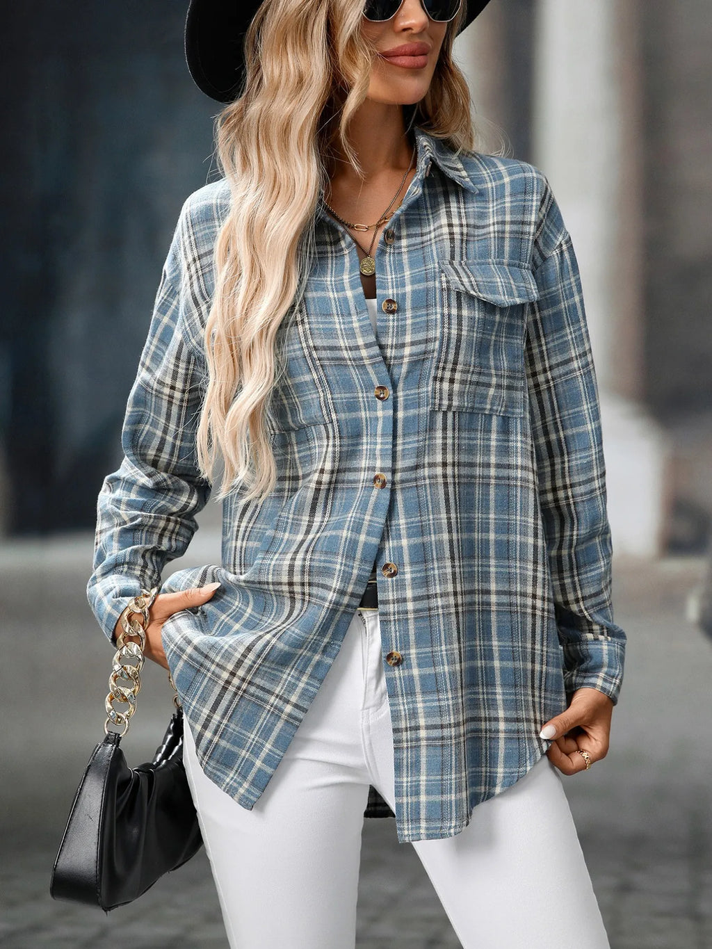 Oversized Plaid Button-Up Shirt fe43be9e-b720-485f-ab7d-6880e616c71e-Max-Origin
