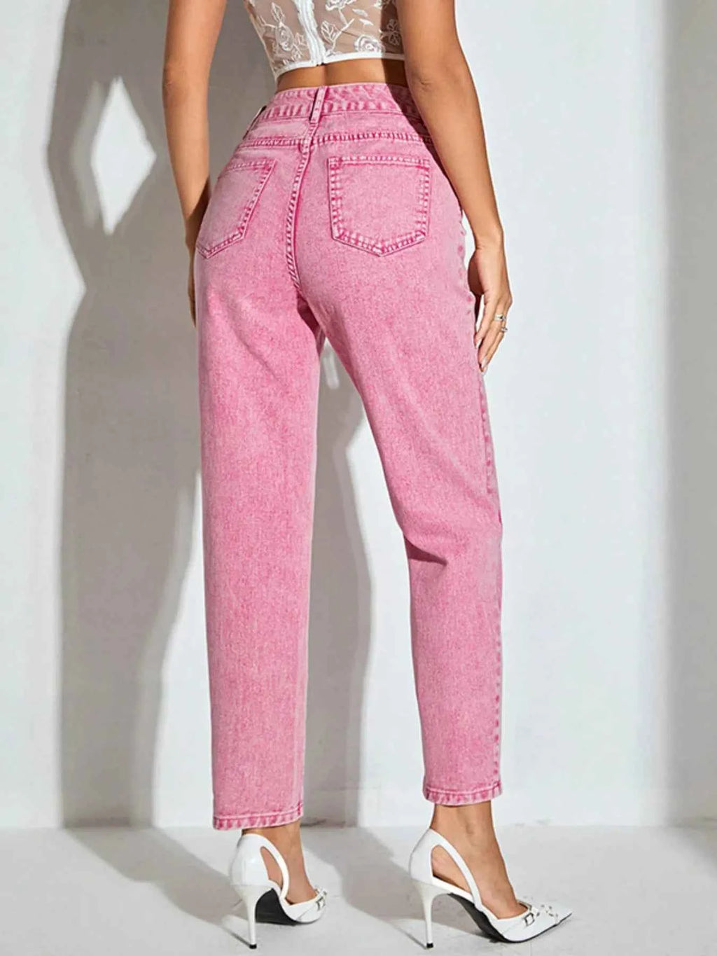 High-Waisted Wash Straight Leg Jeans fe8327d3db8f486f89e4ba758673c45e-Max-Origin