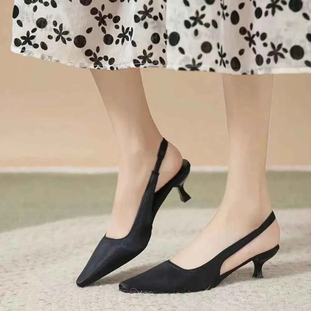 Point Toe Kitten Heel Slingback Pumps Black fe8ee231-5f96-4f01-b90d-6fe25af47741-Max