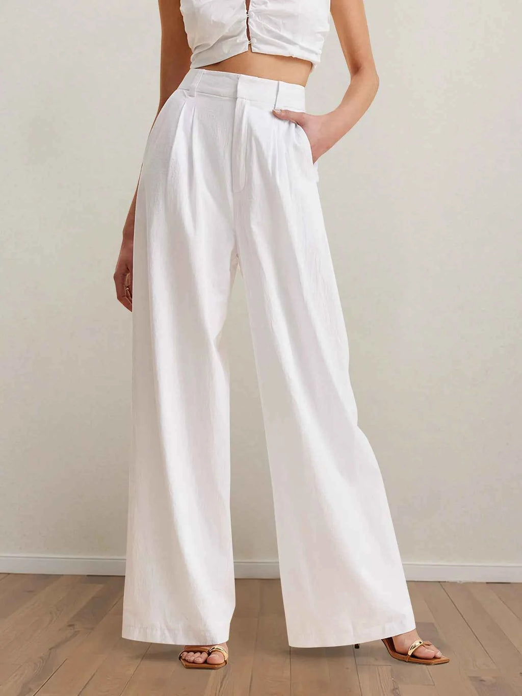 Strapless Peplum Top and Wide Leg Pants Set febfe360-69a3-4403-b71e-1d20dcd5b7be-Max-Origin
