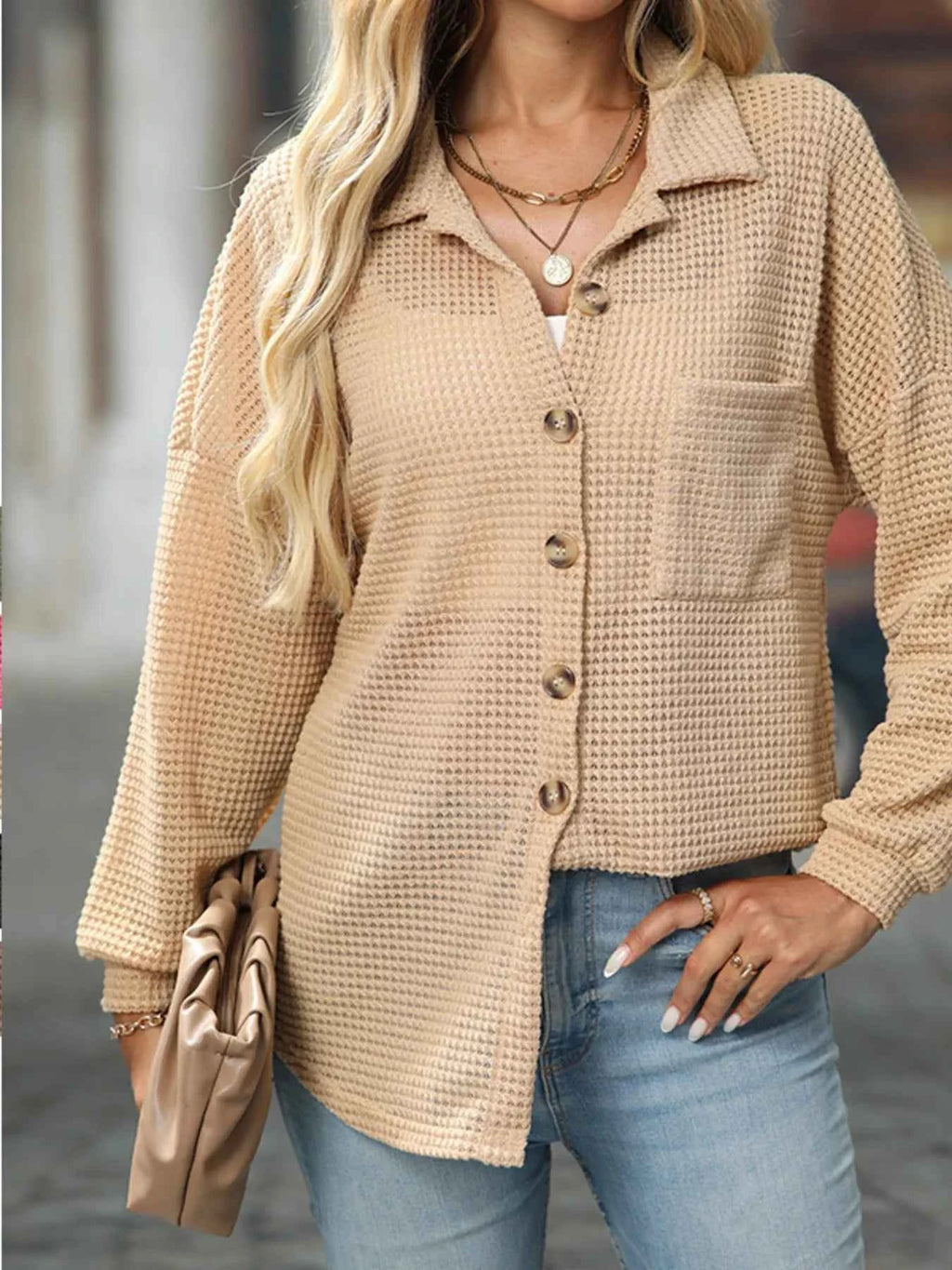 Waffle Knit Button-Down Shirt fec8993ad3d244db938ca0378a5d6d6d-Max-Origin