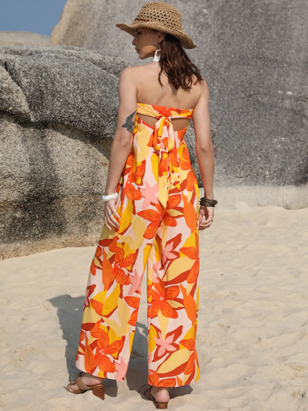 Tied Printed Tube Wide Leg Jumpsuit Tangerine fedb3326-4591-406f-ad0f-d644a1c57882-Max