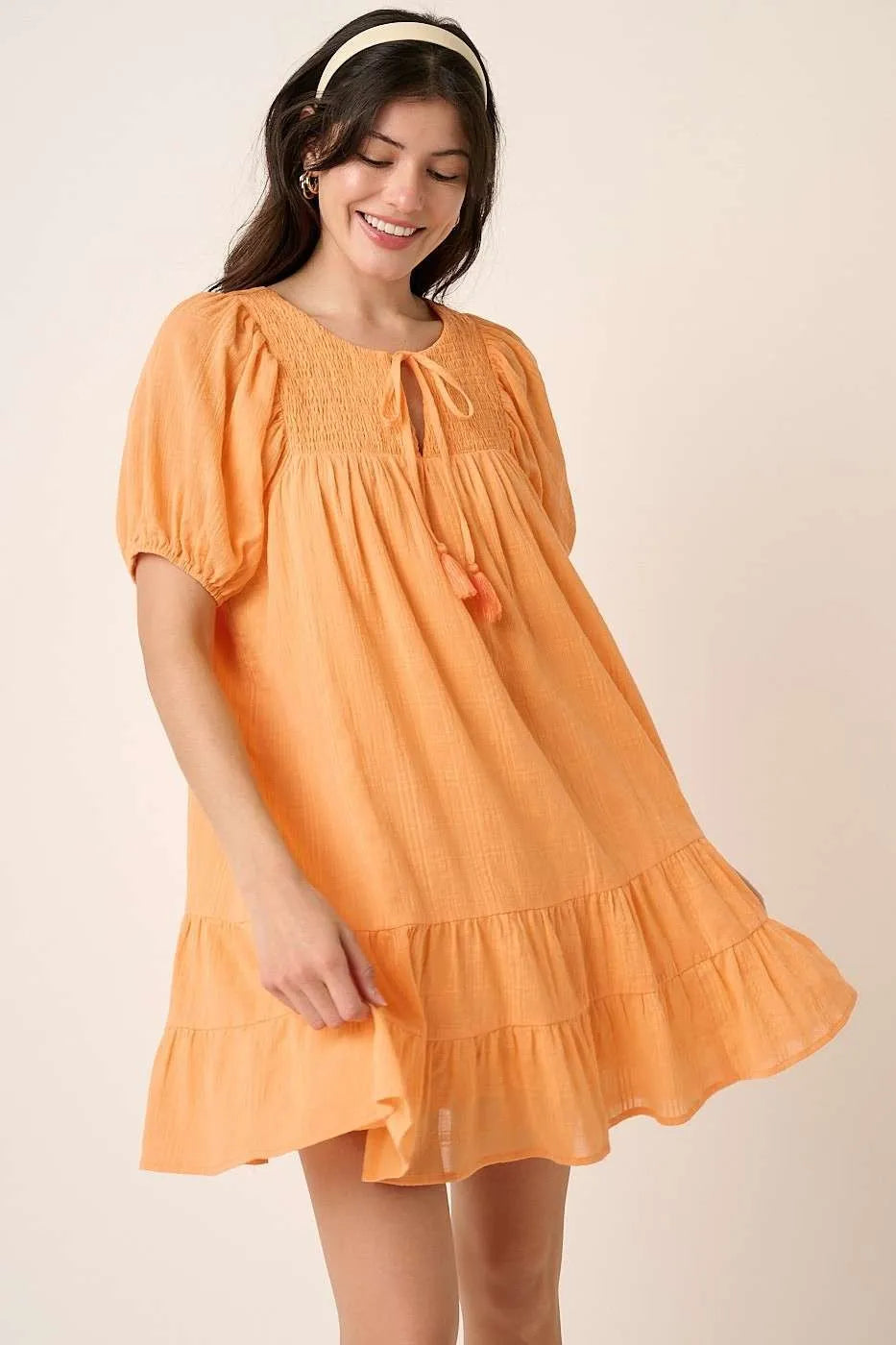 Mittoshop Tassel Tie Plaid Gauze Short Sleeve Mini Dress ff2071149dae42ec9d8ebe444ad68f32-Max-Origin