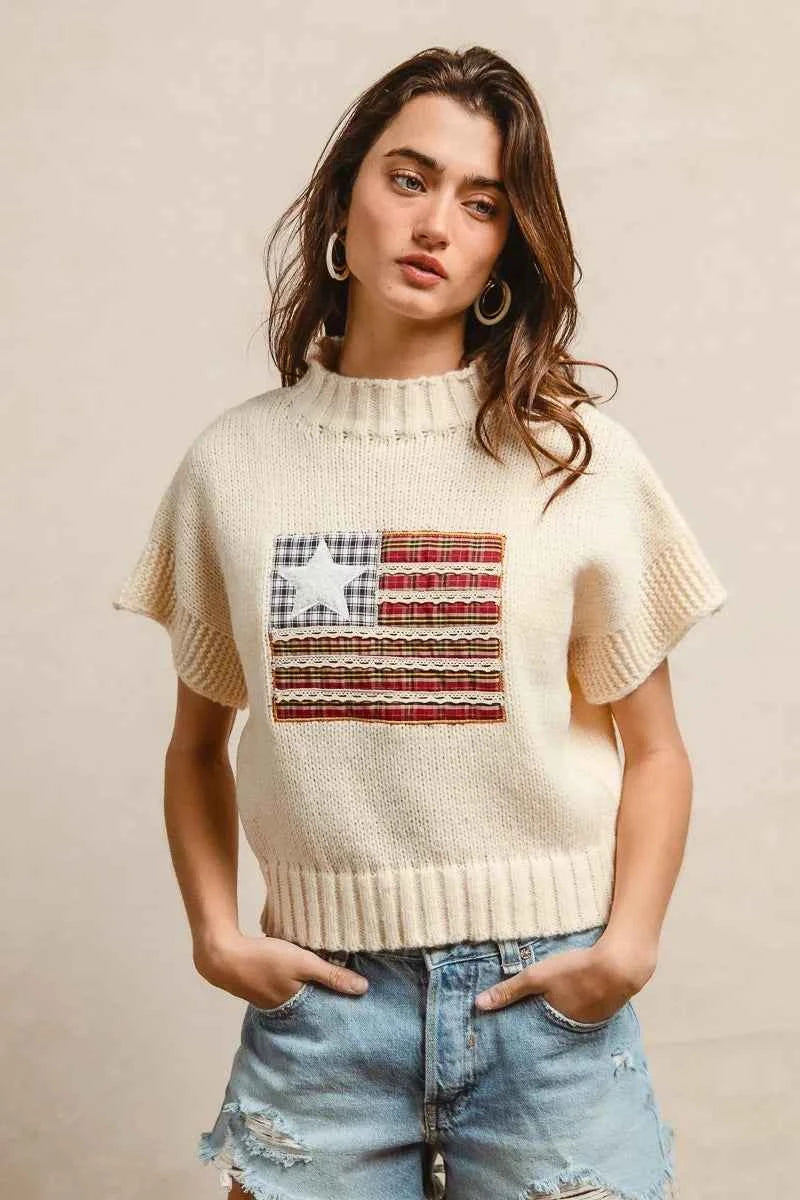 BiBi American Flag Patchwork Drop Shoulder Sweater ff47b739b0fc4db09dbdb65803970105-Max-Origin