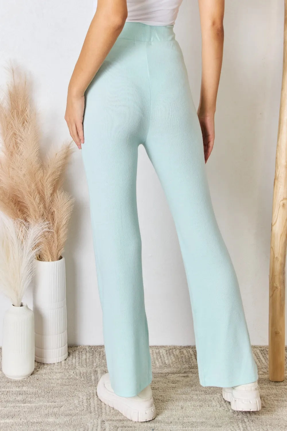 RISEN Full Size High Waist Ultra Soft Knit Flare Pants ff67dc1f-c981-4b63-9475-5dd3c99e063c-Max