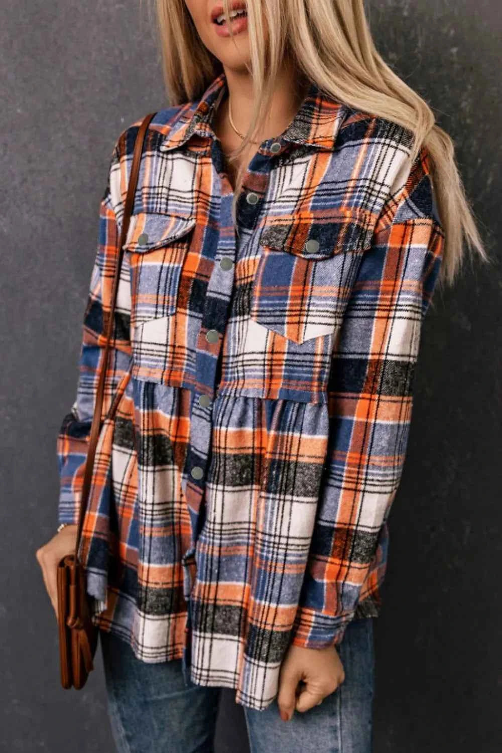 Plaid Collared Neck Long Sleeve Shirt ffee77ed-80e6-44c4-95c3-2253c02ee030-Max