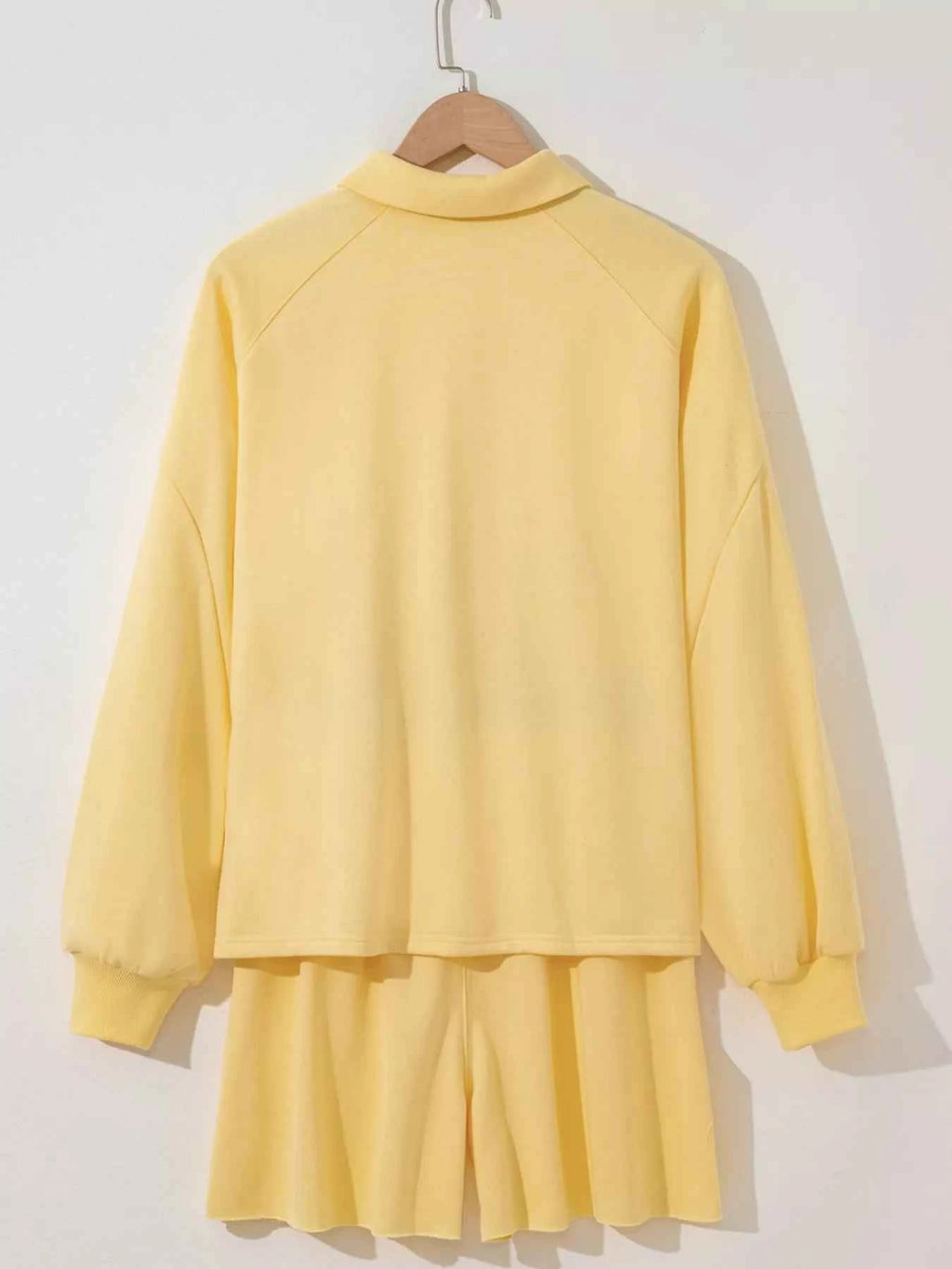 Button Collar Drop Shoulder Top and Shorts 2pcs Set fff37cf00a4141109de66e3567723277-Max-Origin