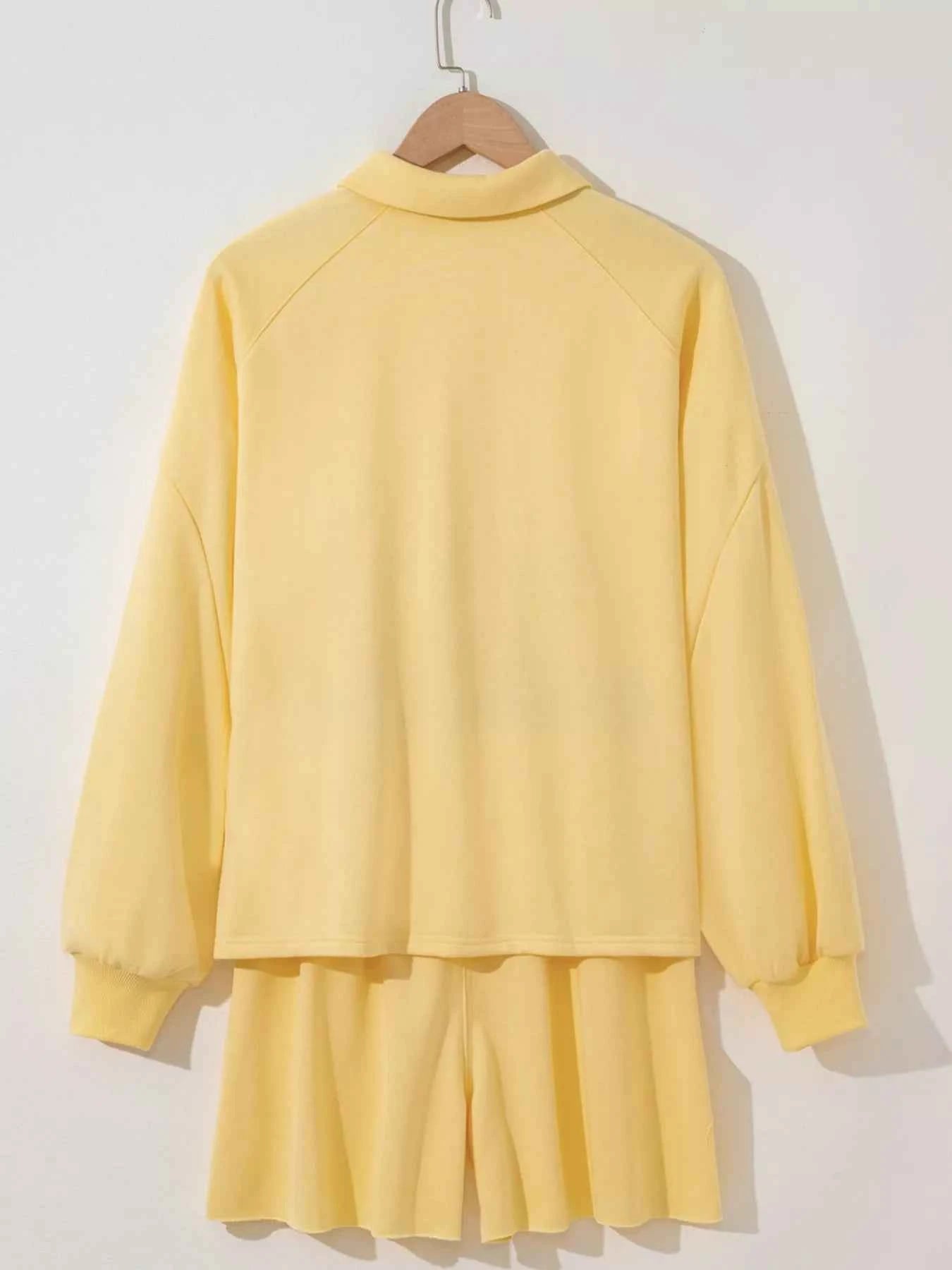 Button Collar Drop Shoulder Top and Shorts 2pcs Set fff37cf00a4141109de66e3567723277-Max-Origin